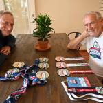 Sequim Gazette photo by Michael Dashiell / Phil Milliman, left, and his father Chuck display some of the many medals they earned at the 2022 National Senior Games.
