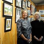 Sequim Gazette photo by Matthew Nash/ Shirley Randolph and Connie Drysdale are two of eight artists displaying art as Peninsula Art Friends through the end of September in the Judith McInnes Tozzer Art Gallery at Sequim Museum and Arts.