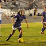 Sequim Gazette PHOTOS BY Michael Dashiell
Sequim Highs Taryn Johnson attacks the Olympic goal in the early in the second half of the Wolves 6-1 win over Olympic on Sept. 20.