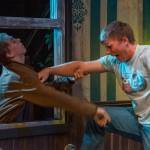 Sequim Gazette photo by Emily Matthiessen / August Maberry as Ben fights off a zombie played by Mica McCarther in OTAs Night of the Living Dead, directed by Matt Forest, which opens this Thursday and runs through Halloween.