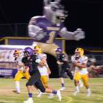 Sequim Gazette photo by Emily Matthiessen
Sequims Lars Wiker races to a big gain in the Wolves 27-13 Homecoming victory on Sept. 30.