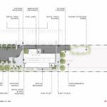 Image courtesy SHKS Architects/ Outside the remodeled Sequim Library, a proposed design includes a south side pedestrian path, seating, and bike parking while vehicle parking would be along the north side.