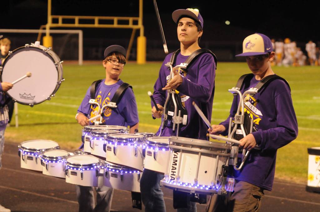 Sequim Gazette photo by Michael Dashiell / Sequim High School band members entertains the crowd at the 2022 Homecoming football game on Sept. 30.