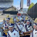 Submitted photo/ Sequim High and Middle School students line up for the halftime show rehearsal for the University of Washingtons football game on Sept. 10 with more than 2,000 other students from across Washington.