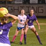 Sequim Gazette photo by Michael Dashiell / Sequims Kiley Winter (8) looks for teammate Laila Sundin in the Wolves 11-1 win over North Mason on Oct. 6.
