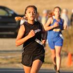 Sequim Gazette photo by Michael Dashiell / Sequims Ahrya Klinger races in an Olympic League meet on Oct. 12 at Voice of America Park in Sequim. Klinger finished 32nd in 25:35 as the Wolves placed third.