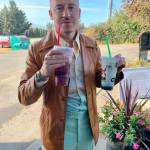 Photo courtesy Kaylee Taylor/ During his stop at Reddog Coffee Co., Macklemore drank a Dumpster Fire and Purple Koosh spritzer, staff said. He took photos and visited with staff and customers for about 30 minutes on Oct. 19, staff said. He later gave Reddog a 5-star Google review.