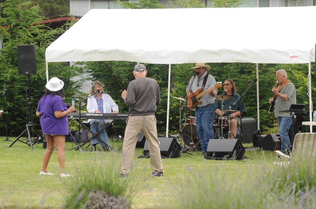 Sequim Gazette photo by Michael Dashiell / Visitors to In Bloom Lavender Farms on July 17 enjoy music.