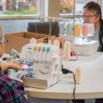 Emily Matthiessen/Sequim Gazette photos
Members of the Sequim Serger Squad, Gail Schwab (left) and Gerri Frick, finish blankets for children in need on their serger machines. I dont always get a chance to use a hobby in a way to help the community, Frick said. It feels good to do that.