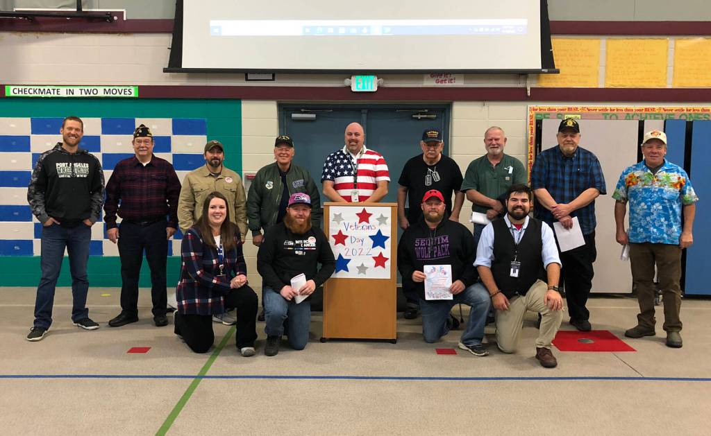 Photo courtesy of Greywolf Elementary School / Students and staff at Greywolf Elementary School honor U.S. Armed Forces veterans at the schools annual Veterans Day ceremony on Nov. 10.