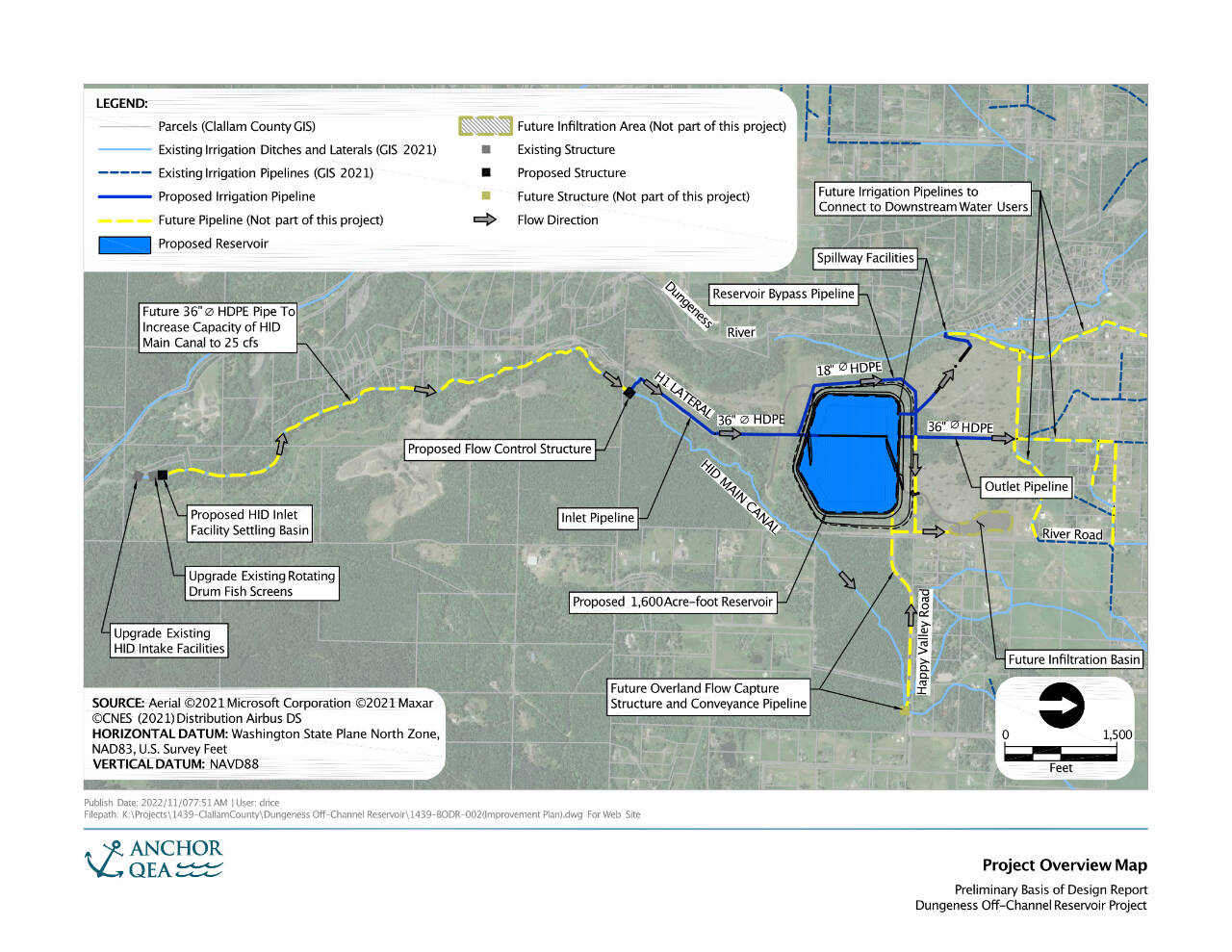 Map courtesy of Clallam County / An overview map of the Dungeness Off-Channel Reservoir