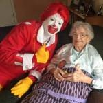 Photo courtesy of Twilight Wish Foundation / Angela Brindley was 96 and in hospice care, living with her daughter and her husband, said Mary E. Farrell, director of community relations at the Twilight Wish Foundation. She was going through chemo and could barely stomach any food. The one thing she loved to eat were McDonalds Egg McMuffins. We arranged for Ronald McDonald to visit her in person along with a special delivery of breakfast from a local family-owned McDonalds.