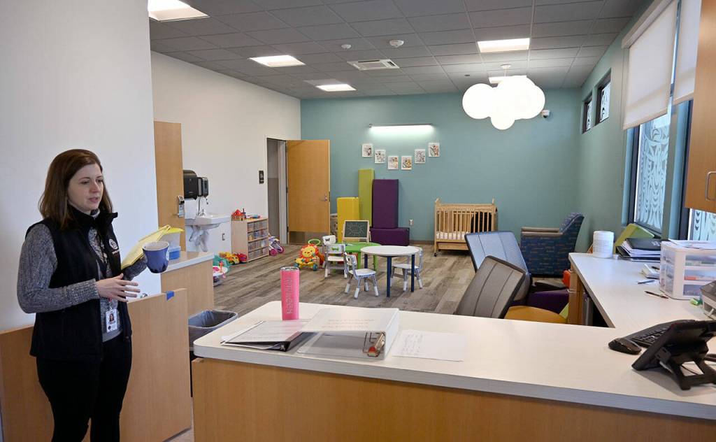 Sequim Gazette photo by Michael Dashiell/ In March, Molly Martin, Executive Director of the Jamestown Healing Clinic, explains services offered at the soon-to-open facility  including a daycare center.