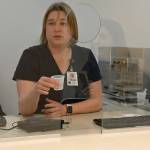 Sequim Gazette photo by Michael Dashiell/ In March, Cristi Biddle, lead dispensing nurse, shows how she prepares a dose of methadone inside a dosing room at the soon-to-open Jamestown SKlallam Tribe Healing Clinic.