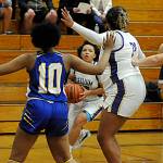 Bobbie Mixon pulls up to the 3-point line to take a shot against Bremerton on Dec. 8. Sequim won 56-43 in the home opener and Mixon recorded eight points, five rebounds, four assists and two blocks.