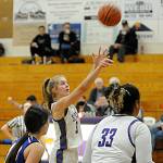 Sequim Gazette Photos by Matthew Nash
Jolene Vaaras free throw near the end of the second quarter put Sequim up for good against Bremerton on Dec. 8 in the Wolves home opener. She led all scorers with 20 points.