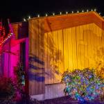 Sequim Gazette photo by Emily Matthiessen / The Jamestown SKlallam Tribes rest stop off U.S. Highway 101 displays intriguing shadows from the combination of holiday and regular lights.