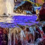 Sequim Gazette photo by Emily Matthiessen / The water of the fountain near Jamestown Dental plays with the holiday lights.