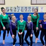 Submitted photo / The Port Angeles and Sequim gymnastics team competed in its first event of the 2022-23 season on Dec. 13 at Bainbridge Island. Sequim gymnast Susannah Sharp took fifth in the vault with an 8.3, fifth in the floor with an 8.2 and fifth in the bars with a 6.35. Sequims Kori Miller was sixth in the bars with a 6.3 and seventh in the vault with an 8.1. Pictured, from left, are Madisyn Ripley, Chloe Notari, Susannah Sharp, Faith Carr, Kori Miller, Waverly Mead and Amara Brown. Not pictured are Summer Hirst-Lowe, Maddie Abrams and Lucy Spelker.