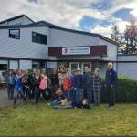 Submitted photo / Members of Sequims BSA Troop 1498 and Troop 7498 gather for a community service project at the Sequim YMCA earlier this month.