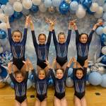 Submitted photo 
Klahhane Gymnastics Bronze Team members celebrate a first place finish at the Snowball Classic in Lakewood on Jan.7. Pictured are (back row, from left) Raeleigh Thomason, Harper Waterkotte, Morgan Smith and Lainey DePiro, with (front row, from left) Charlotte Nevill, CarlyMae Riggs, Mckinlee Thomason and Paytynn Lindley.