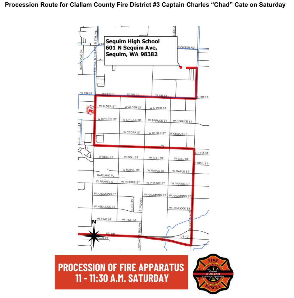 Map route for Charles Chad Cates memorial on Saturday, Jan. 21.