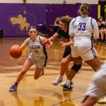 Sequim Gazette photos by Emily Matthiessen
Sequims Hannah Bates, left, gets a screen from teammate Jelissa Julmist against Neah Bay in the Wolves non-league game on Feb. 7.