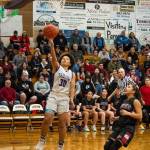 Sequims Bobbi Mixon drives to the basket for a score in a non-league match-up with Neah Bay on Feb. 7.