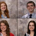 Photos by Keith Ross/Keiths Frame of Mind/ Candidates for the Sequim Irrigation Festival royalty in 2023 at the Feb. 25 scholarship pageant in Sequim High School Auditorium, include, clockwise, from top left, Anne Marie Barni, Fred Cameron, Pepper Reymond, and Paige Skylar Kryzworz.