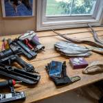 Sequim Gazette photo by Emily Matthiessen
Resting on a workbench are some of the tools Molly Omann will use for the project, along with a photographic model reflected on her phone.
