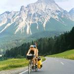 Photo courtesy of Eber family / Paula and Anya Eber cycle over the Alps.