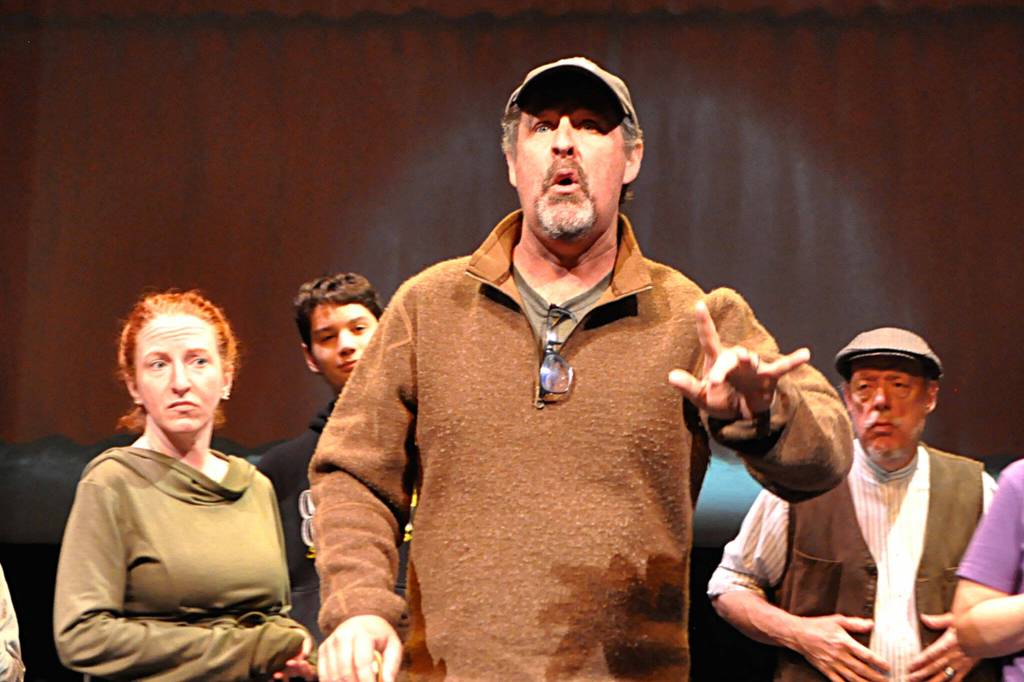 Sequim Gazette photo by Matthew Nash/ David Herbelin (as William Cartwright) introduces the audience to the play-within-a-play of The Mystery of Edwin Drood at Olympic Theatre Arts.