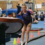 Sequim Gazette file photo by Michael Dashiell / Sequims Susannah Sharp competes in the vault event at a league meet in Port Angeles Bainbridge Island on Jan. 11.