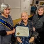 Submitted photo
Robert Clark receives the Sequim Museum & Arts first Certificate of Historian Emeritus from Sequim Prairie Grange member Hazel Ault, left, and Judy Reandeau Stipe, Sequim Museum & Arts volunteer director, on Feb. 8. See story, A-12.