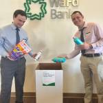 Submitted photo / Sequim Team personal bankers Hunter DeFord, left, and William Mounts of WaFd Bank on Feb. 28 kick off a month-long donation drive this March to benefit Healthy Families of Clallam County.