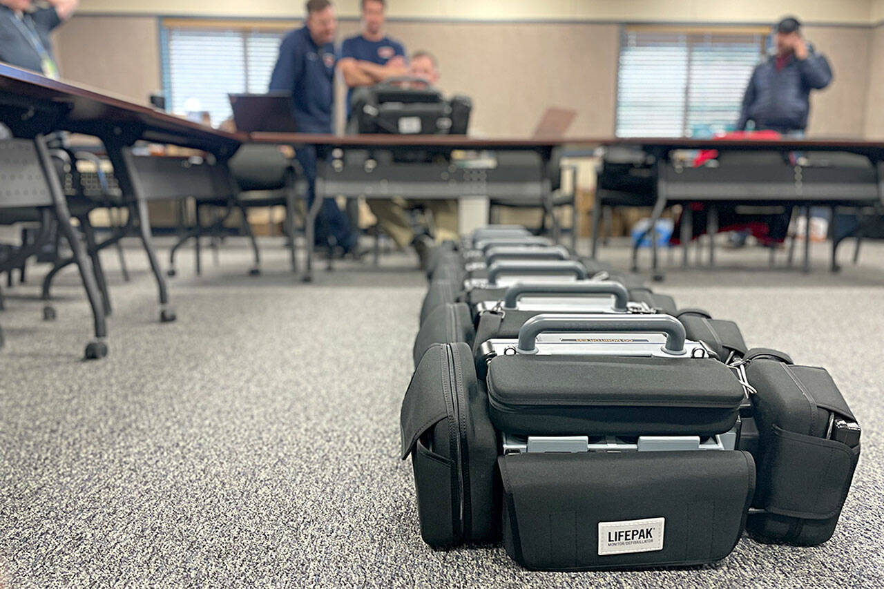 Sequim Gazette photo by Matthew Nash
Clallam County Fire District 3 recently added eight LIFEPAK-15 cardiac monitors/defibrillators to its ambulances and fire engines that Capt. Kolby Konopaski said are the latest and greatest. A portion of the purchase was supported by the Sequim-Dungeness Hospital Guild.