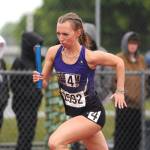 Sequim Gazette file photo by Michael Dashiell / Sequim High junior Hiilei Robinson opens the Wolves 4x400 relay at the class 2A state meet in 2022. Robinson and teammates Kaitlyn Bloomenrader, Eve Mavy and Riley Pyeatt went on to win the event and win a national title a few weeks later.