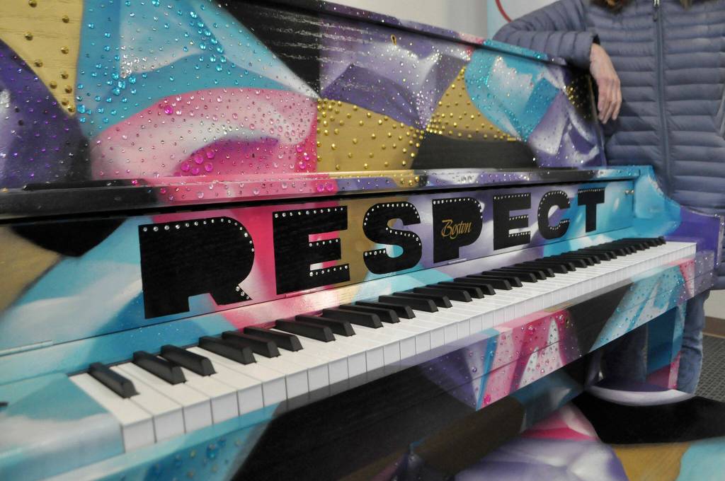 The RESPECT piano was recently donated to KSQM 91.5 FM and features more than 1,000 Swarovski crystals and custom designs inspired by singer/actress Jennifer Hudsons home.