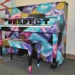 Sequim Gazette photo by Matthew Nash/ A series of in-person concerts inside KSQM Radio celebrate Aretha Franklin and a recently donated piano that was commissioned for a benefit auction by actress/singer Jennifer Hudson.
