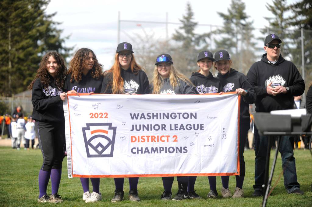 Sequim Gazette photo by Michael Dashiell / Sequim Little League celebrates Sequims district Junior Softball winners from 2022.