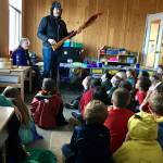 Photo courtesy of Sequim School District
Tommy Hall visits students at Greywolf Elementary School in early March, speaking to them about native traditions and culture.
