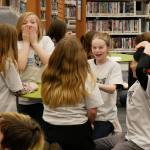 Photo courtesy of North Olympic Library System/ Greywolf Elementary students, from left, Jordan Huber, Chloe Piceno, Abigail Poirier, Sitka Thompson, and Makai Wilhelm compete in the Battle of the Books reading and quiz competition. Team members, not pictured, include Myah Neal, Lily Sanford, and Angelica Lott.