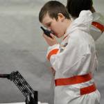 Sequim Gazette photo by Matthew Nash/ Captain Vaughn McCarter of Olympic Peninsula Academys mission to Mars (Lutra-V) confirms instructions to Mission Control during an exercise.