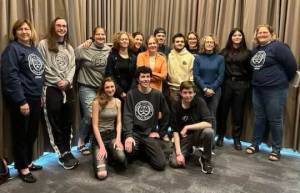 Photo courtesy of Sequim High School Mock Trial Club / Sequim High Schools Mock Trial team and advisors celebrate a strong inaugural season at the state championships in Olympic in late March.