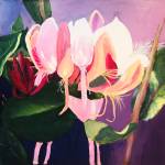 Art courtesy of Blue Whole Gallery / Honeysuckle New for May by Mary Franchini, a featured artist at the Blue Whole Gallerys May 2023, exhibition, May Flowers.