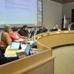 Sequim Gazette photo by Matthew Nash/ Sequim city councilors and Clallam County commissioners meet for a joint work session on March 27 to discuss affordable housing, human services funding, and more. Agency leaders both agreed they plan to do more joint meetings in the future.