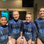 Photo courtesy of Klahhane Gymnastics
Klahhane Gymnastics Platinum Team includes, from left, Kira Hartman, Mariah Traband, Lucy Spelker and Scarlett Sullivan. The quartet advanced to the Region 2 Championships in Everett later this month.