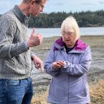 Photo courtesy of U.S. Sen. Patty Murray / ACongressman Derek Kilmer and U.S. Sen. Patty Murray last week tour the southern end of Sequim Bay with leaders from the Jamestown SKlallam Tribe, local environmental advocates and experts to hear about efforts of trapping invasive European green crab.