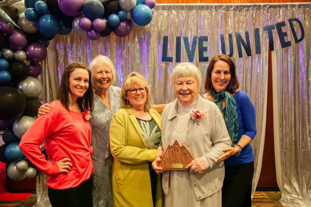Photo courtesy of Clallam County of United Way / Cynthia Martin, second from right, along with 14 other local community leaders, accepted awards from United Way of Clallam County for their efforts and strong support in promoting a healthy and safe community for all at an awards ceremony in 2022. Pictured, from left, are Katrina Nodell, Elna Kawal, Darinda Hagstrom, Martin and Nohl Martin.