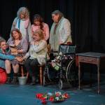 Sequim Gazette photo by Emily Matthiessen / Front, from left to right, Merrin Packer, Taryn Dupont, Cheryl DiPietro, and behind, Cheryl Tamblyn, Jamie Pauley and Amy Henry participate in a poignant scene in Calendar Girls, Olympic Theatre Arts newest production, scheduled to run from April 28 to May 14.